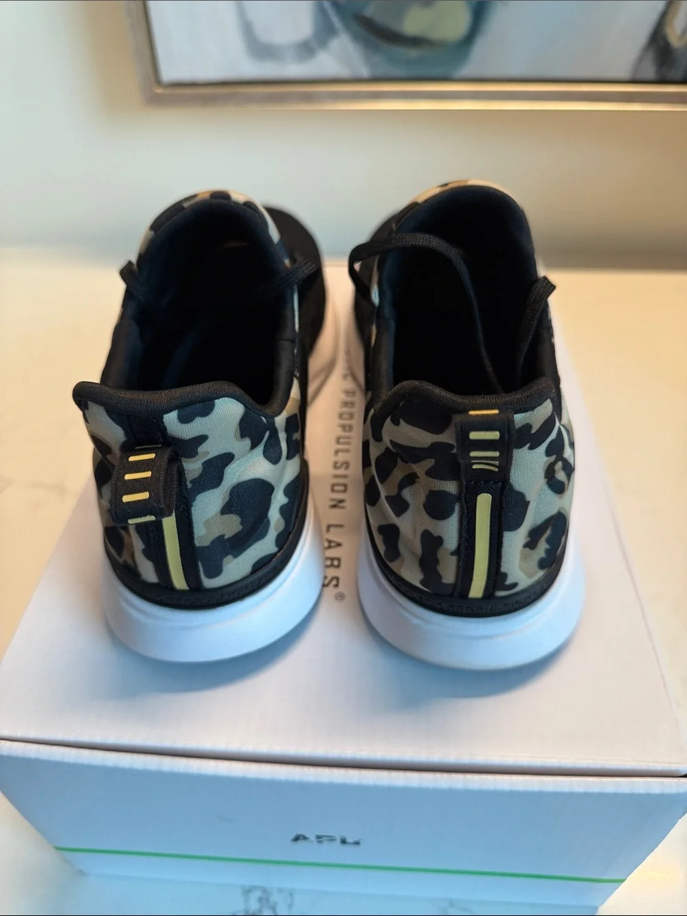 APL Women’s Black Sneakers with Camouflage Accents Leopard